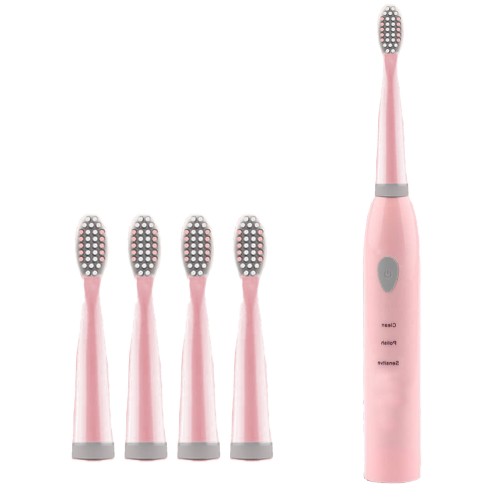 SPAZZOLINO ELETTRICO CON 4 TESTINE INTERCAMBIABILI ROSA 18000 VIBRAZIONE MOD:0168